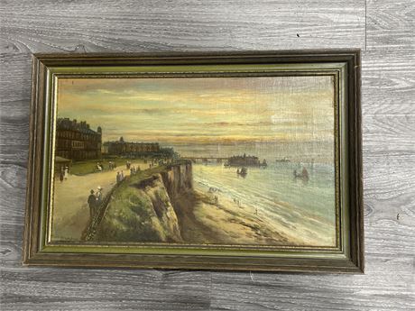 ANTIQUE ORIGINAL OIL ON CANVAS PAINTING BY J.WILLIAMSON “MARGATE SUNSET”