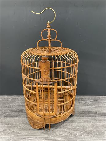 CHINESE BAMBOO CARVED ROUND BIRDCAGE (26”)