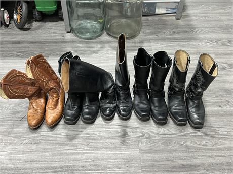 5 PAIRS OF LEATHER BOOTS