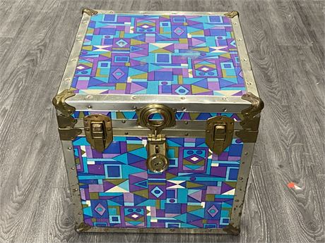 VINTAGE MCM TRUNK W/PSYCHEDELIC COLOURS (18”X18”)