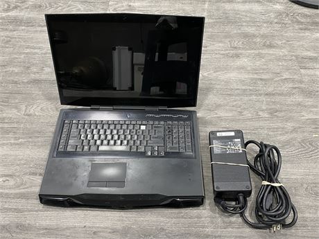 ALIENWARE LAPTOP W/POWER CABLE - WORKING BUT NEEDS HARD DRIVE (20.5”)
