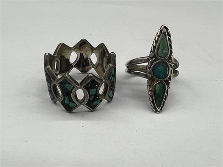 2 STERLING / TURQUOISE RINGS