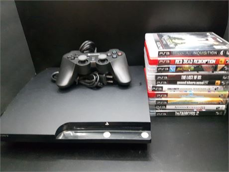 PS3 SLIM CONSOLE WITH 10 GAMES - VERY GOOD CONDITION