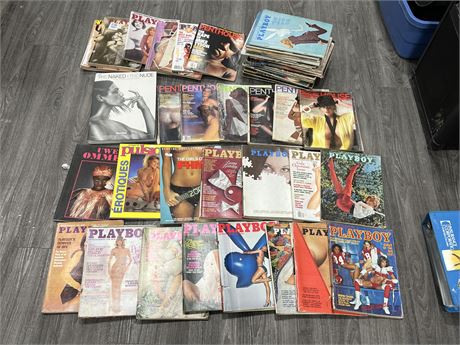 LARGE LOT OF NUDE MAGS - MANY VINTAGE PLAYBOY