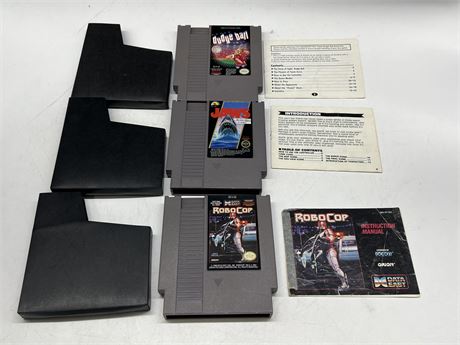 3 NES GAMES W/INSTRUCTIONS