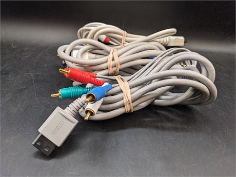 ONE OFFICIAL NINTENDO & TWO 3RD PARTY COMPONENT CABLES - WII