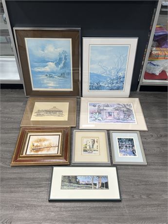 LOT OF SIGNED, NUMBERED OR ORIGINAL PRINTS / PAINTINGS - LARGEST IS 28”x23”