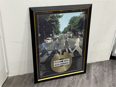 NICELY FRAMED THE BEATLES GOLD RECORD DISPLAY (29.5”x39”)