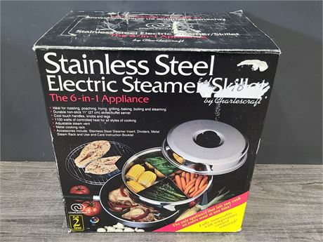 STAINLESS STEEL ELECTRIC STEAMER/SKILLET