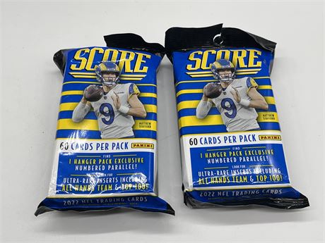 2 PACKS OF 2022 NFL SCORE TRADING CARDS