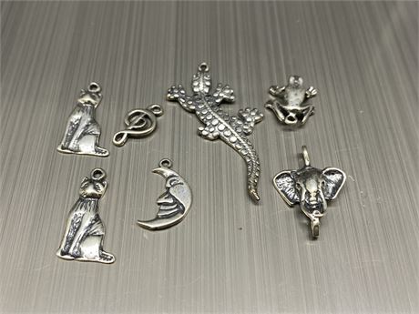 7 STERLING CHARMS / PENDANTS