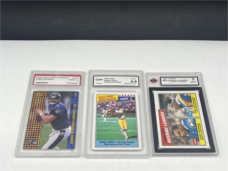 3 GRADED NFL CARDS