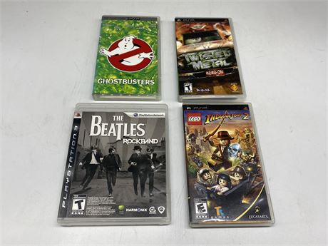3 PSP GAMES & BEATLES ROCKBAND FOR PS3