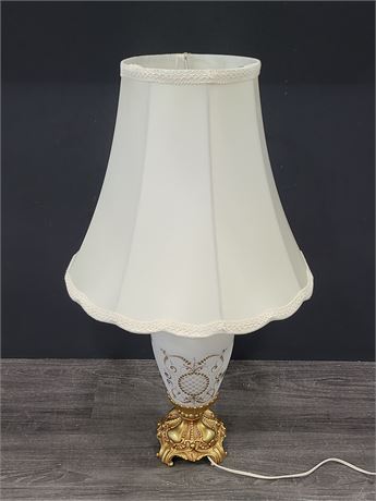 MCM FROSTED GLASS TABLE LAMP W/CAST BASE - 30"TALL