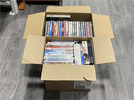 2 BOXES OF DVD’S (APPROX. 80)