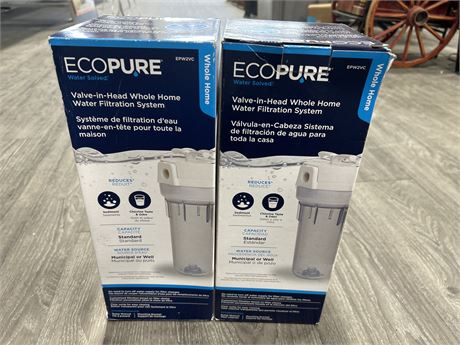 2 NEW ECO PURE VALVE IN HEAD WHOLE HOME WATER FILTRATION SYSTEM