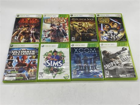 8 MISC. XBOX 360 GAMES (ALL IN EXCELLENT CONDITION)