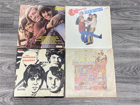 4 MONKEES RECORDS - ALL ARE SCRATCHED