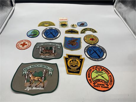 16 VINTAGE HUNTING, FISHING, TRAPPING & PARKS PATCHES