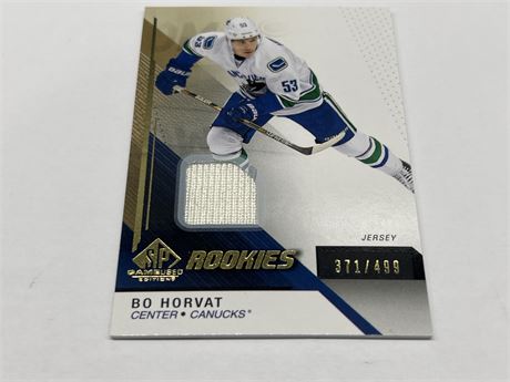 BO HORVAT SP GAME USED ROOKIE JERSEY CARD #371/499