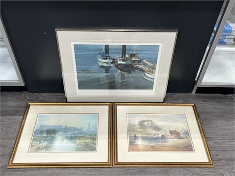 3 FRAMED PRINTS - ONE IS SIGNED - 28”x22”