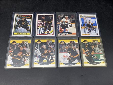 8 AUTOGRAPHED CANUCKS CARDS