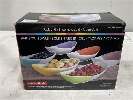 NEW IN BOX 6 PACK RAINBOW BOWLS