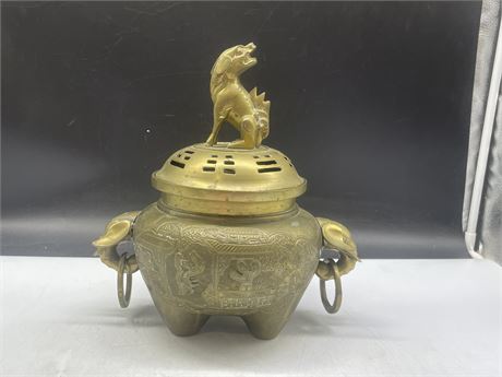 EARLY BRASS CHINESE INCENSE BURNER