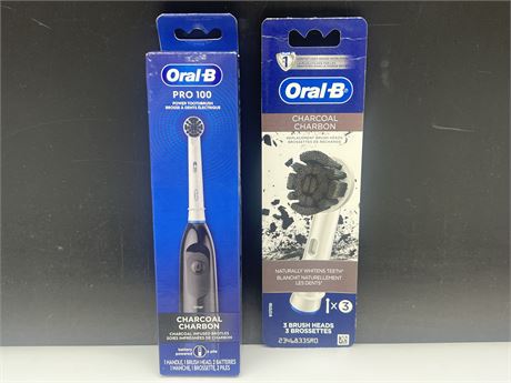 (NEW) ORAL B PRO 100 TOOTHBRUSH W/BRUSH HEADS