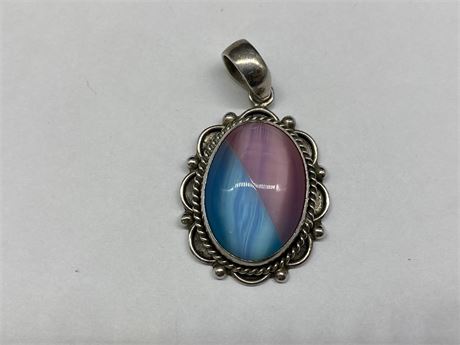 STERLING BLUE AND PINK PENDANT