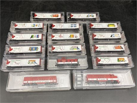 16 N SCALE MICRO TRAINS (NEW IN BOX) COME WITH 2 LOCOMOTIVES WORTH $108/ea