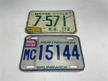 1972 & 92’ NEW BRUSNWICK MOTORCYCLE PLATES