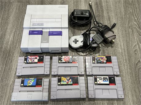 SNES COMPLETE W/6 GAMES