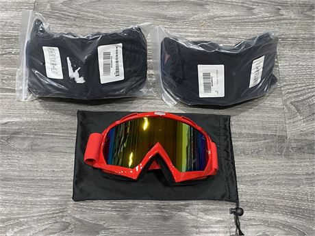 3 PAIRS OF RED SNOWBOARD / SKI GOGGLES