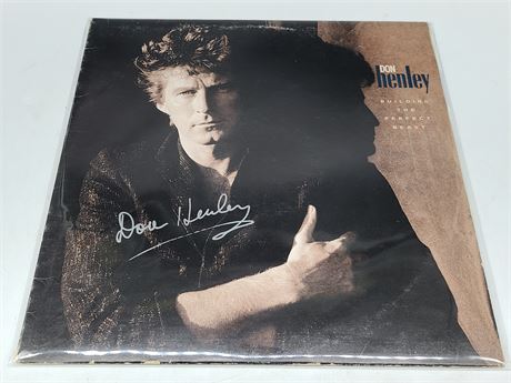 DON HENLEY SIGNED LP ALBUM SLEEVE 'BUILDING THE PERFECT BEAST' (COA)
