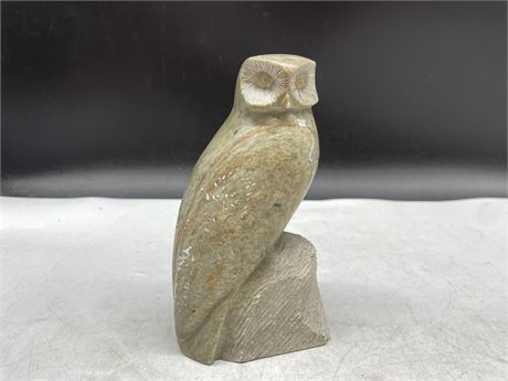 SIGNED HERB PEIKEY INUIT STONE OWL CARVING 6”
