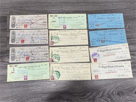 12 VINTAGE VANCOUVER BANK NOTES