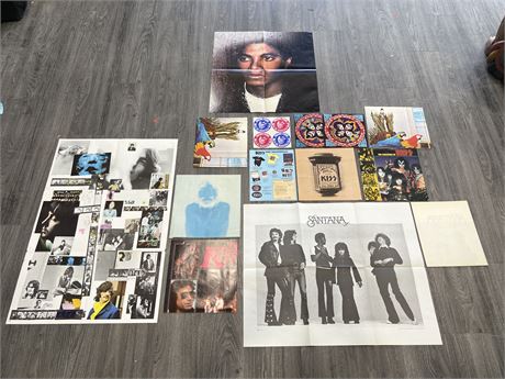 LOT OF MISC ROCK POSTERS, STICKERS, INSERTS & ECT