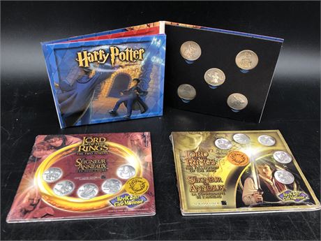 ROYALE CANADIAN MINT HARRY POTTER AND LORD OF THE RINGS COIN REELS