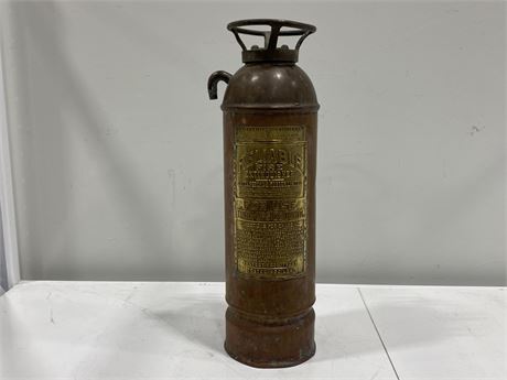 VINTAGE COPPER / BRASS RELIABLE FIRE EXTINGUISHER (2ft tall)
