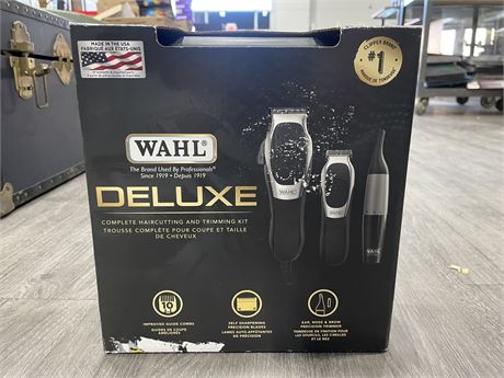 NEW WAHL DELUXE COMPLETE HAIRCUTTING AND TRIMMING KIT OPEN BOX