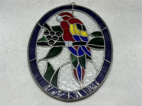 STAINED GLASS HANGING PARROT 10X14”