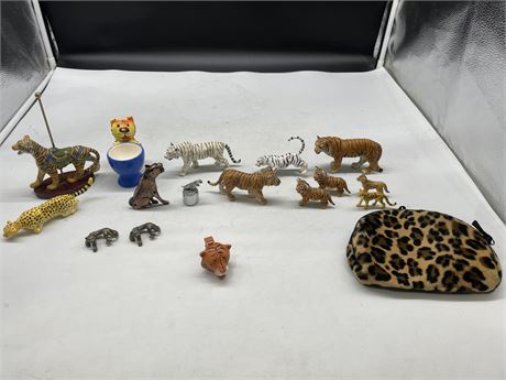 15 MISCELLANEOUS SMALL TIGERS + PANTHERS - INCLUDING A JAGUAR LIGHTER