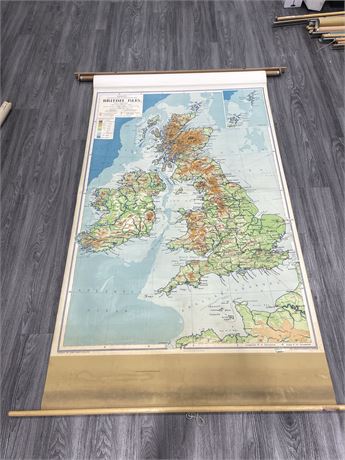 VINTAGE SCHOOL MAP - BRITISH ISLES 55”x75”