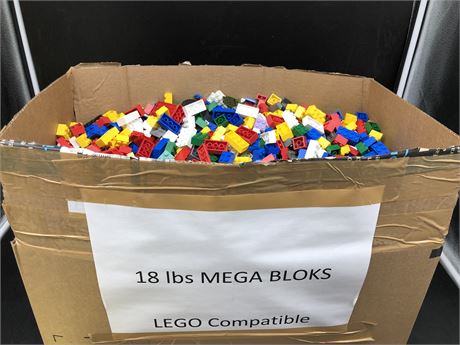 18LB BOX OF MEGA BLOCKS ASSORTED