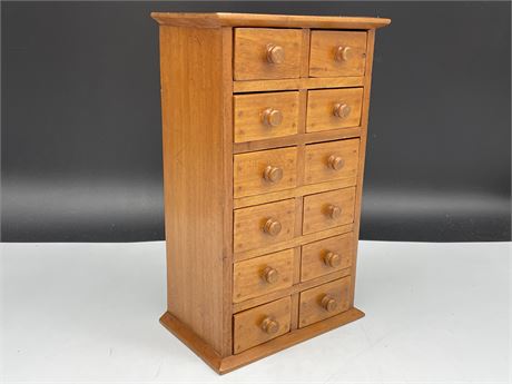 HAND MADE 12 DRAWER SPICE/PARTS WOOD CABINET (7”X12”)