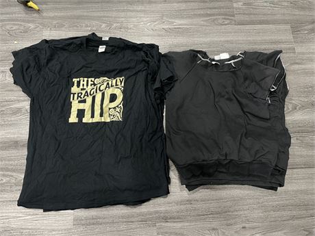 5 TRAGICALLY HIP T’s / 13 SHORTSLEEVED PULL SWEATERS (ALL ASSORTED SIZES S-XL)