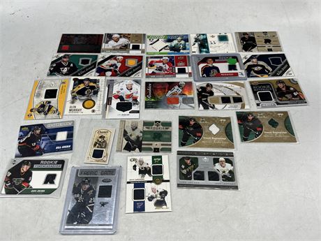 25 NHL JERSEY CARDS INCLUDING ROOKIES