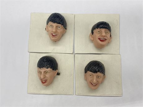 1960’S BEATLES HAND PAINTED FACE HEADS CAKE TOPPERS - 1.5” TALL