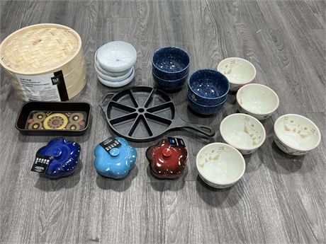 LOT OF KITCHENWARE, BOWLS, ETC - SOME NEW